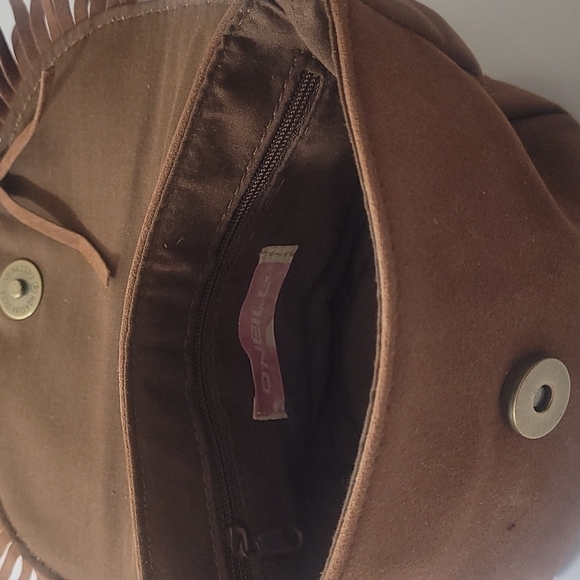 O'NEILL  brown Sling Bag/purse with native designs and fringe - Picture 8 of 15